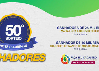 Nota Piauiense faz 50º sorteio e divulga ganhadores dos maiores prêmios